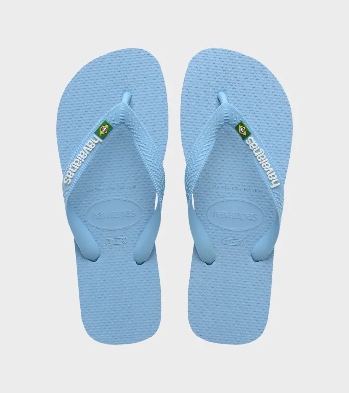 Brazil Logo Flip Flops Blue Lavender/White sold by Dr. Adams