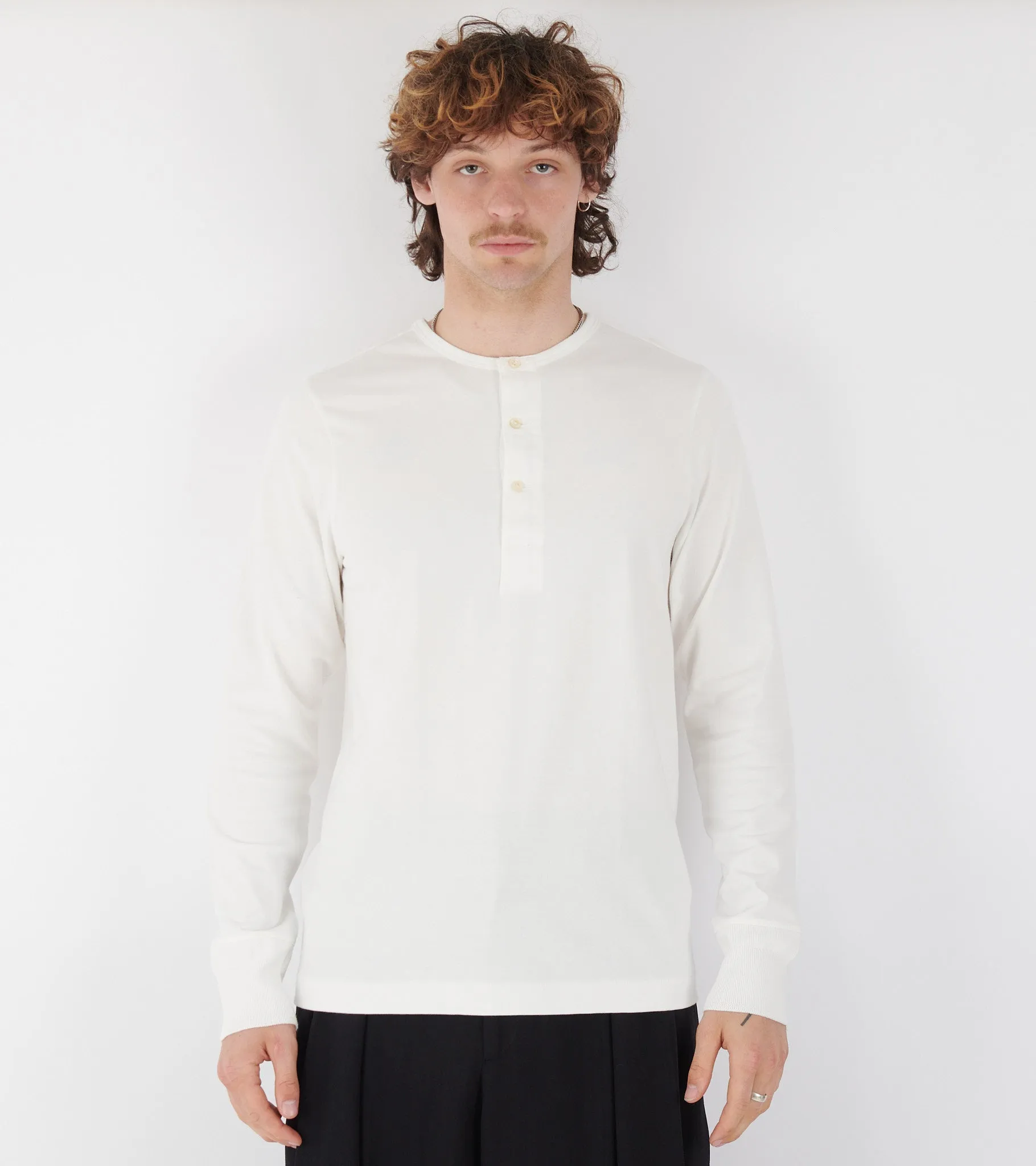 206 Men's Loopwheeled Henley Shirt White sold by Dr. Adams product image thumbnail 2