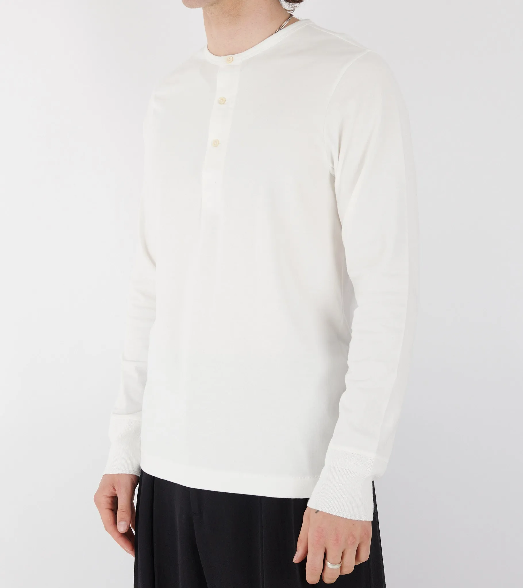 206 Men's Loopwheeled Henley Shirt White sold by Dr. Adams product image thumbnail 3