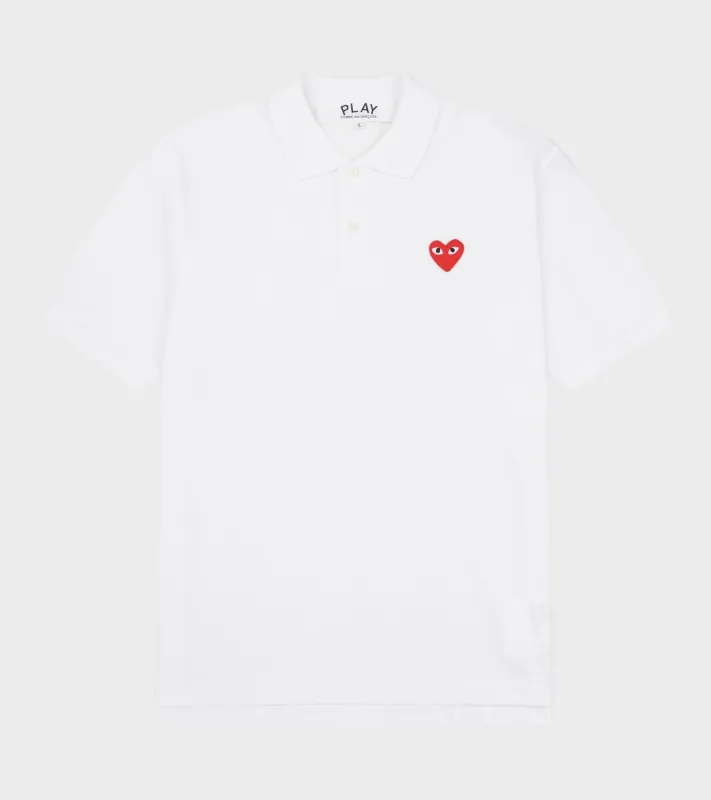 U Red Heart S/S Polo White made by Comme des Garcons PLAY