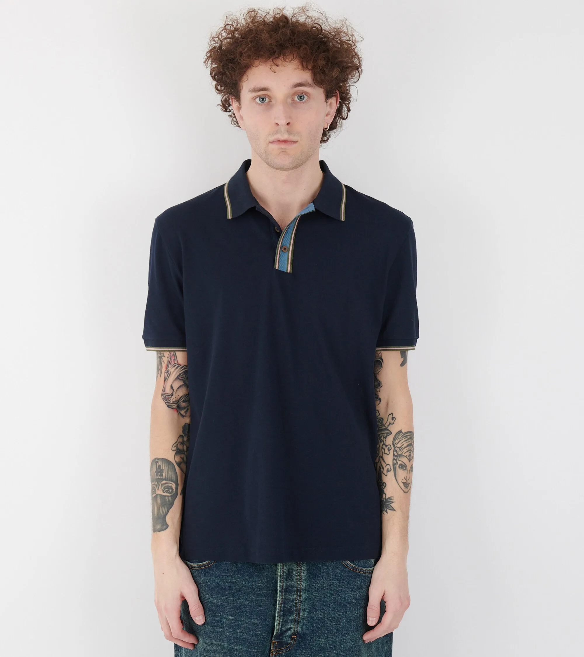 Contrast Tipping S/S Polo Navy sold by Dr. Adams product image thumbnail 2