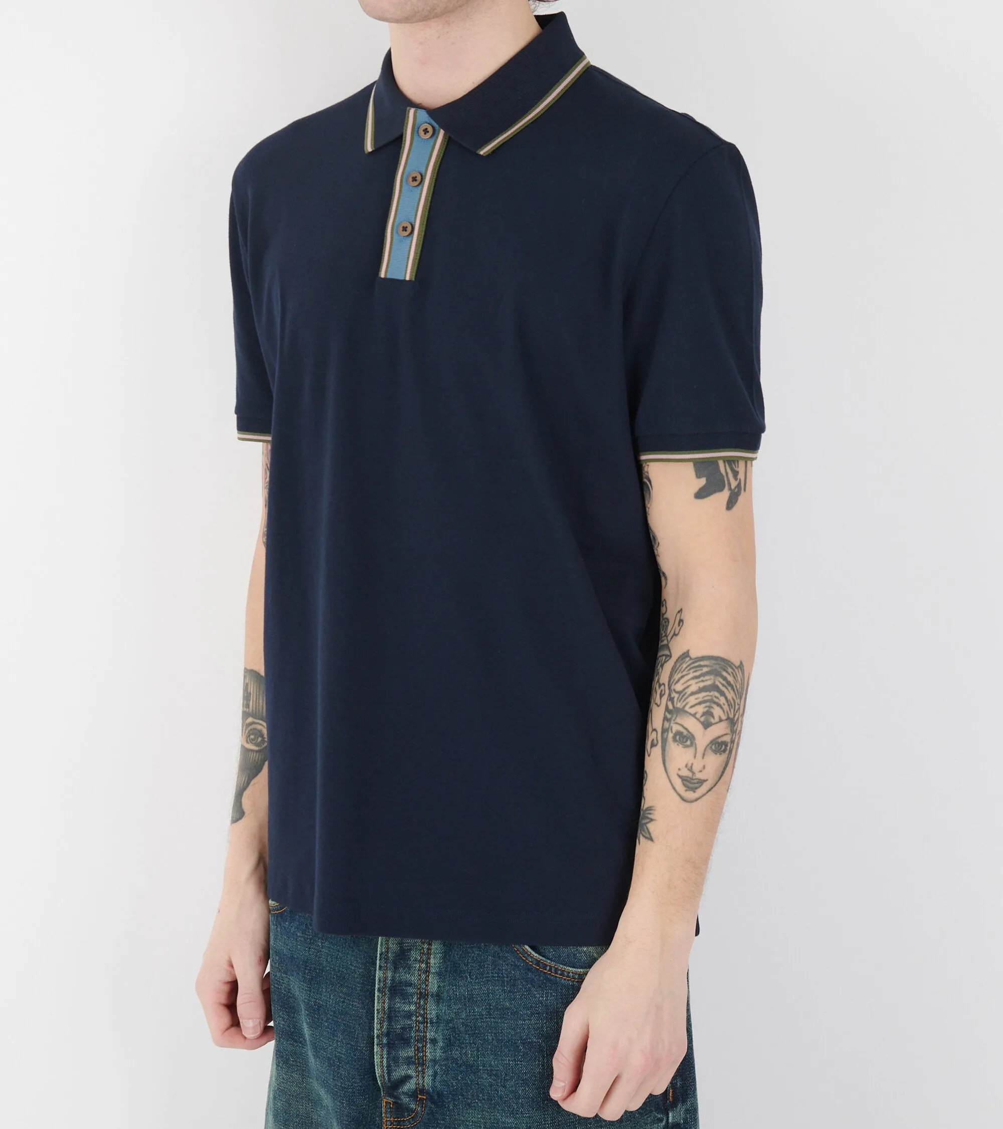 Contrast Tipping S/S Polo Navy sold by Dr. Adams product image thumbnail 3
