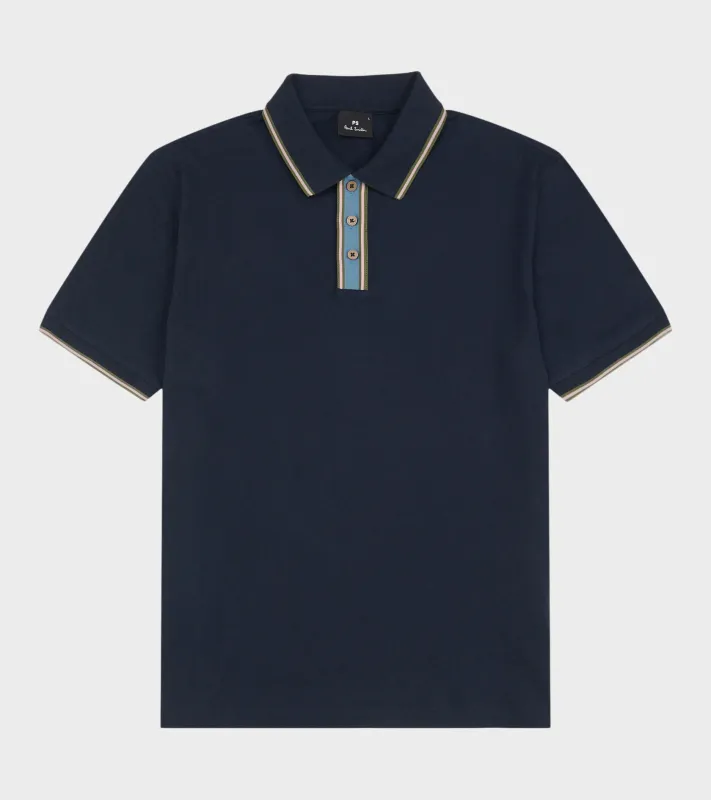 Contrast Tipping S/S Polo Navy sold by Dr. Adams