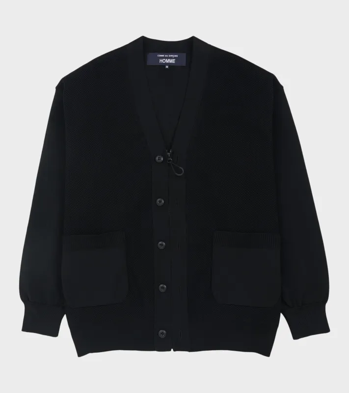 Zip Button Cardigan Black made by Comme des Garcons