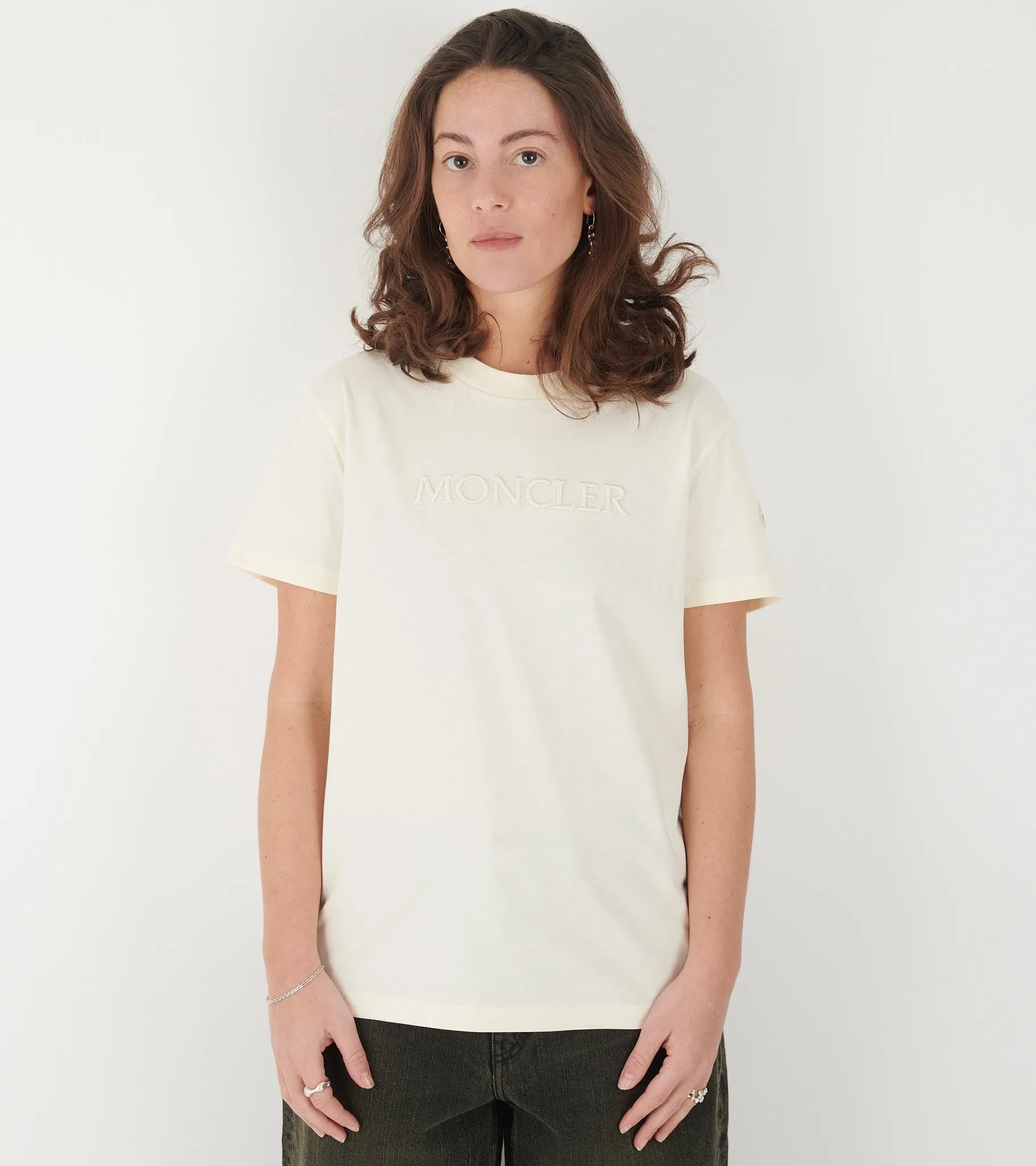 Embroidered Tonal Logo Cotton T-shirt White Ivory sold by Dr. Adams product image thumbnail 3