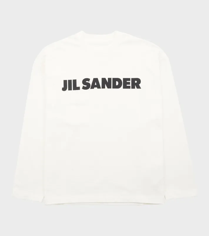 L/S Cotton Jersey Logo T-shirt Porcelain made by Jil Sander