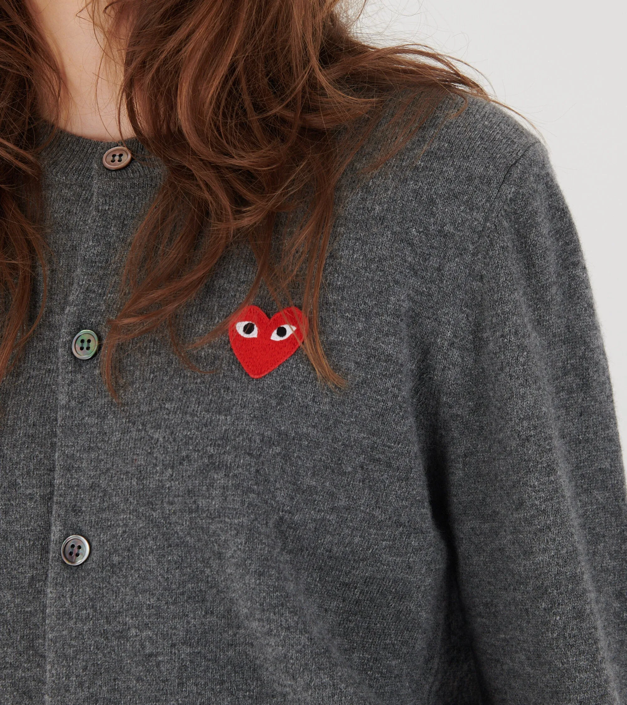 U Red Heart Round Neck Cardigan Grey sold by Dr. Adams product image thumbnail 4