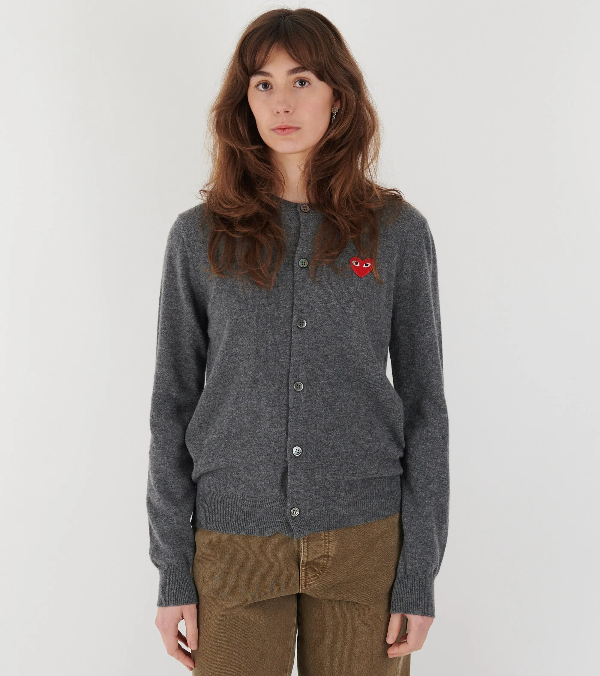 U Red Heart Round Neck Cardigan Grey sold by Dr. Adams product image thumbnail 2