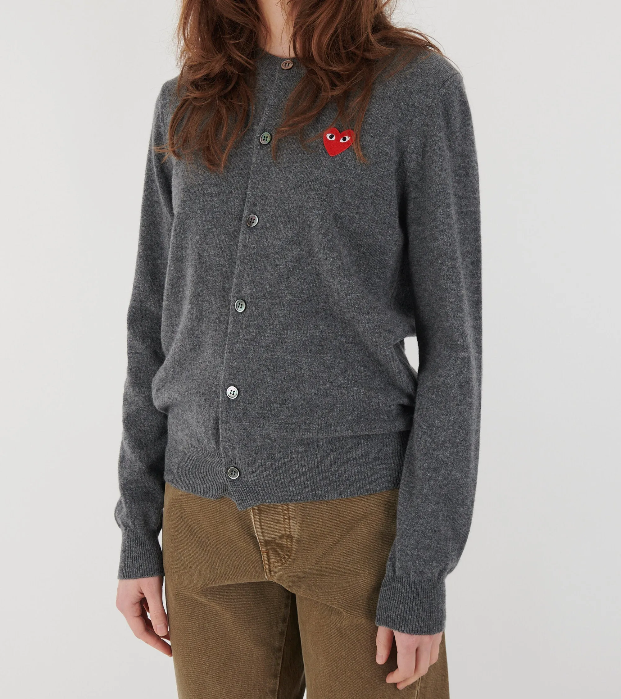 U Red Heart Round Neck Cardigan Grey sold by Dr. Adams product image thumbnail 3