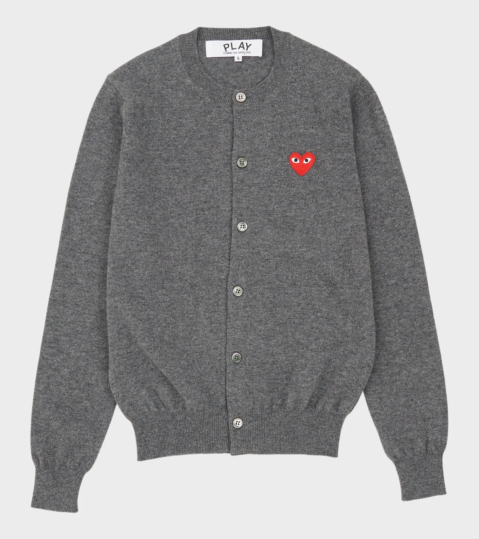 U Red Heart Round Neck Cardigan Grey sold by Dr. Adams