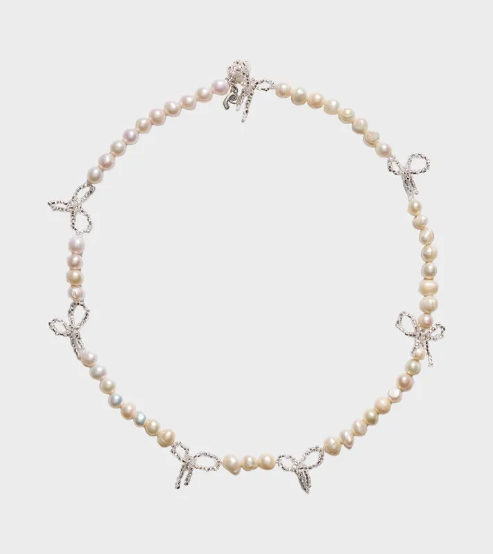 Pearl Multi Bow Necklace White sold by Dr. Adams