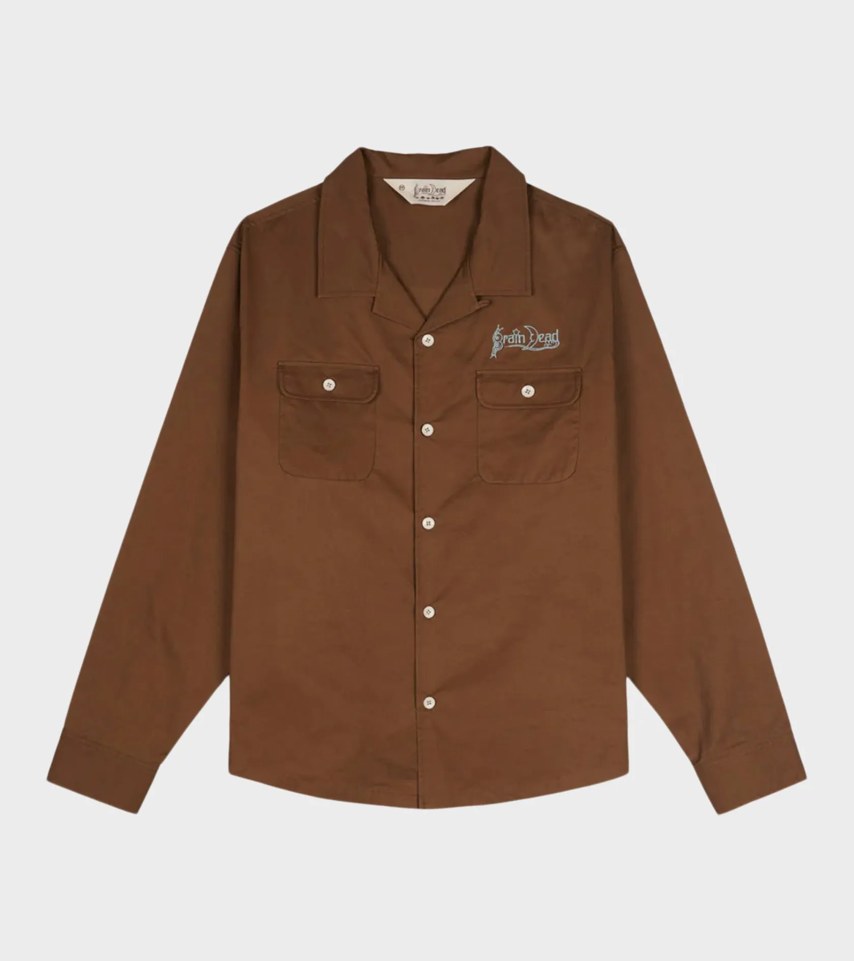 Poplin Camp Collar Shirt Chocolate sold by Dr. Adams