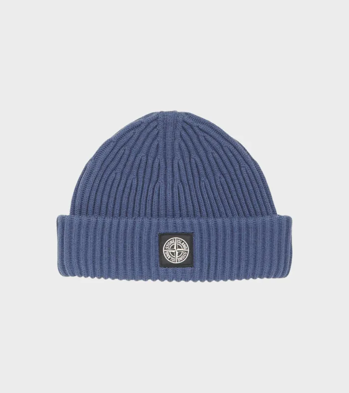 Rib Wool Logo Beanie Blue sold by Dr. Adams