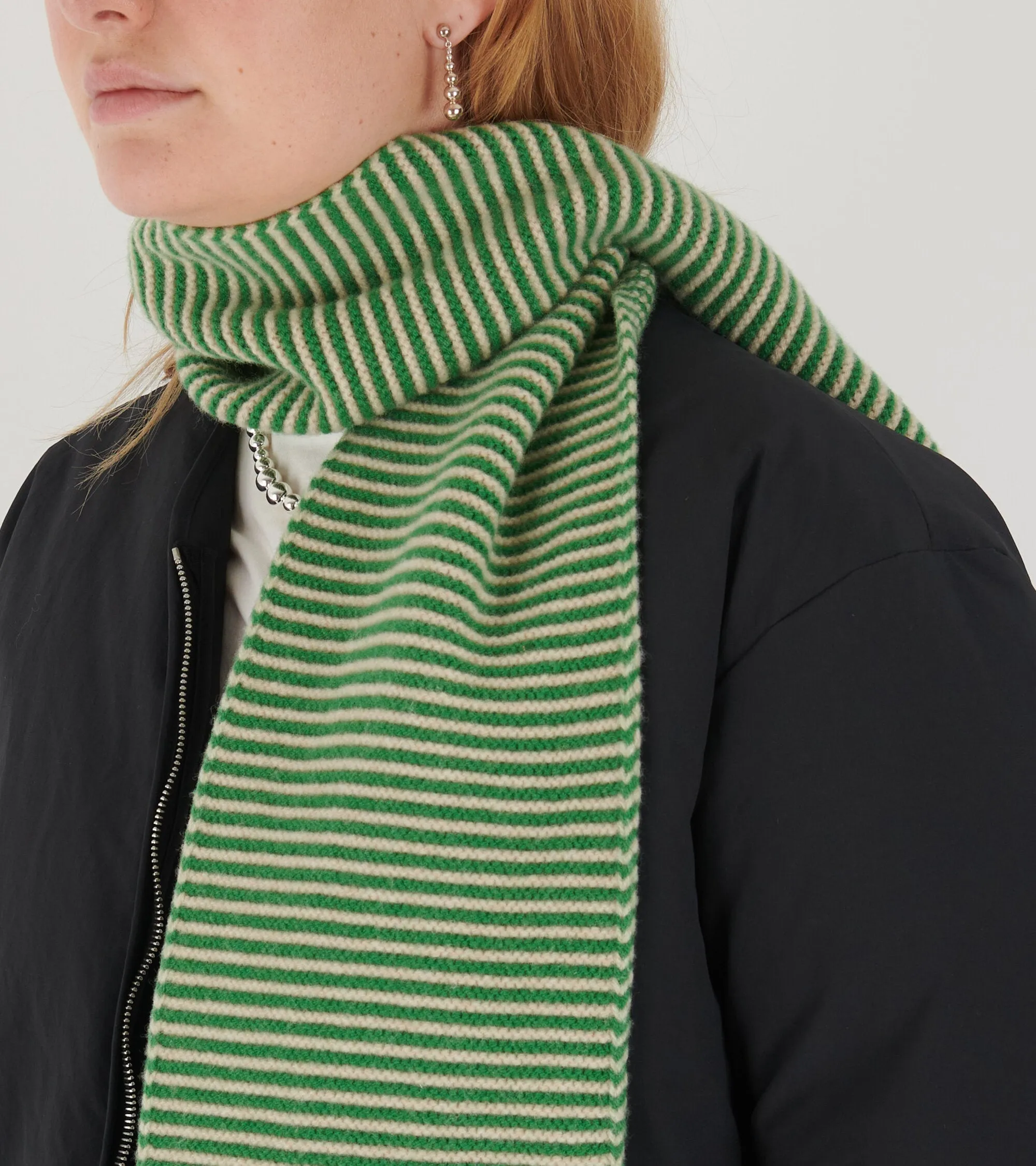 Large Striped Garter Stitch Scarf Pagoda/Oatmeal sold by Dr. Adams product image thumbnail 3