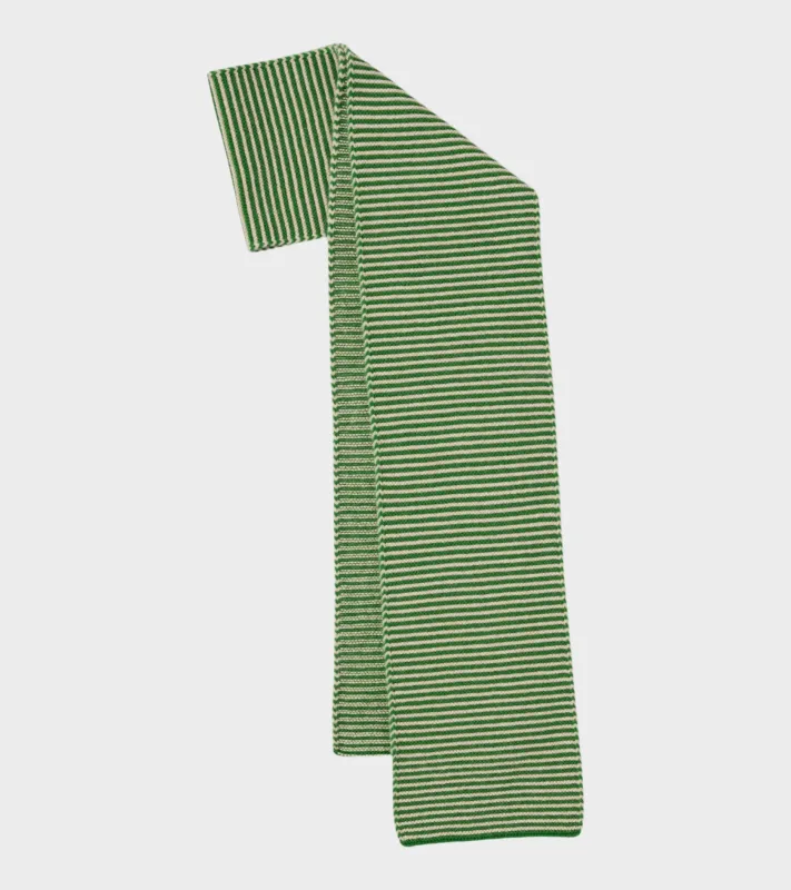 Large Striped Garter Stitch Scarf Pagoda/Oatmeal sold by Dr. Adams