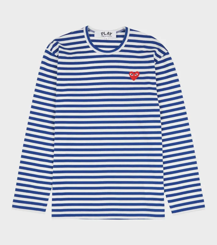 U Striped LS T-shirt Blue made by Comme des Garcons PLAY