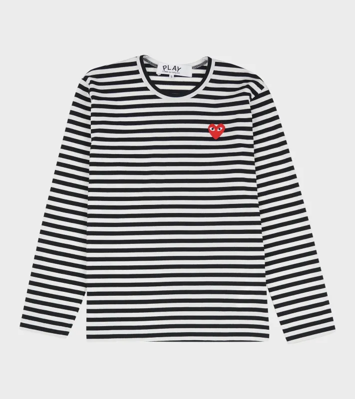 U Striped LS T-shirt Black made by Comme des Garcons PLAY
