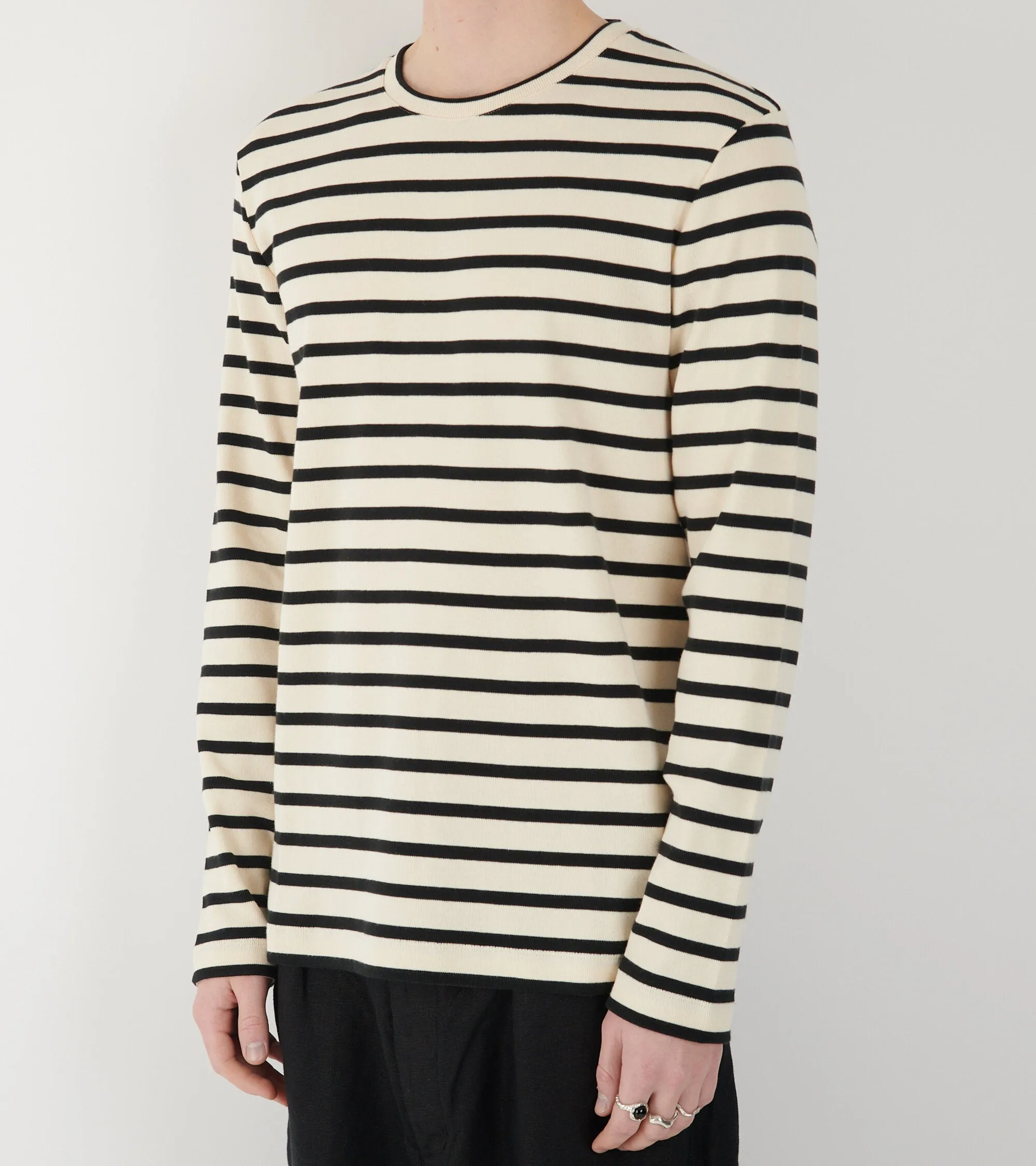 Striped L/S Crew Neck T-shirt Off-white/Black sold by Dr. Adams product image thumbnail 4
