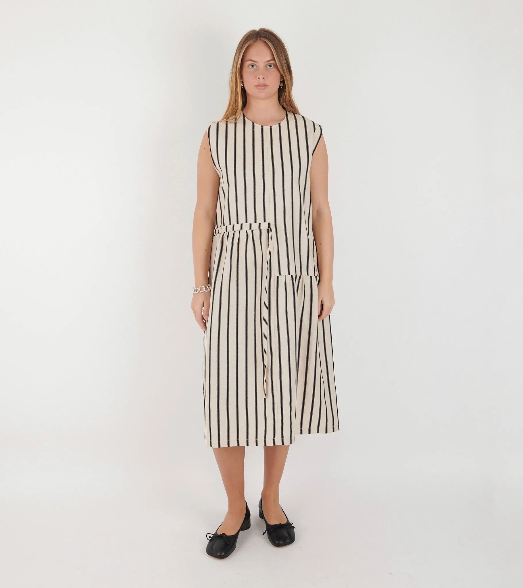 Mismatch Dress Creme Black Stripe sold by Dr. Adams product image thumbnail 2