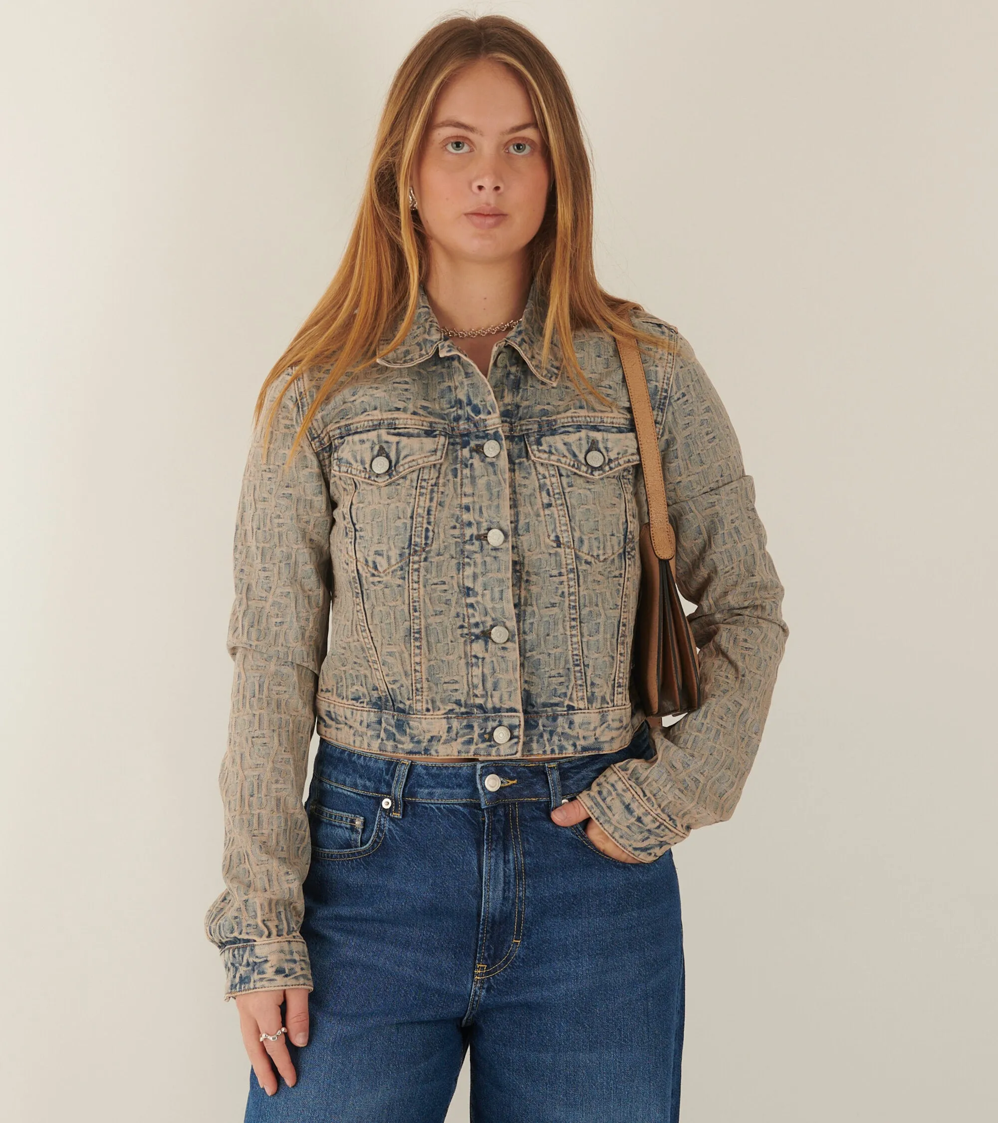 Cropped Monogram Denim Jacket Blue/Beige sold by Dr. Adams product image thumbnail 2