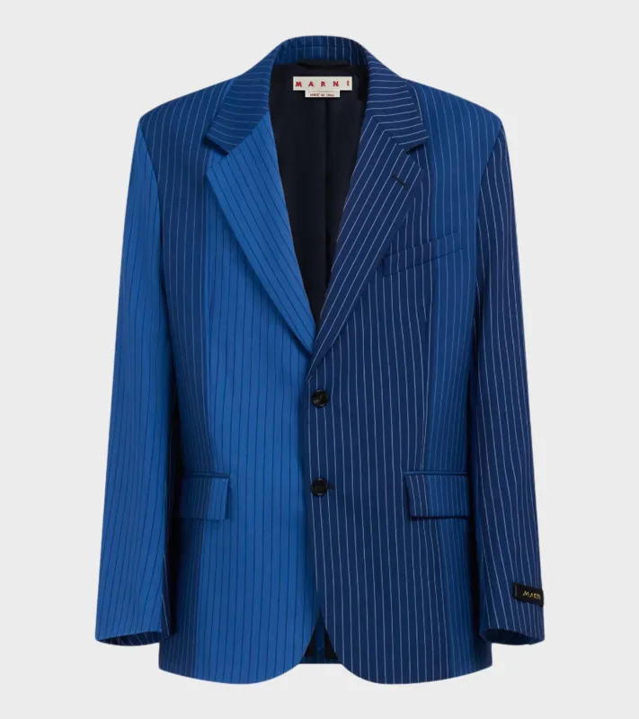 Degrade Pinstripe Wool Blazer Blue Mix made by Marni