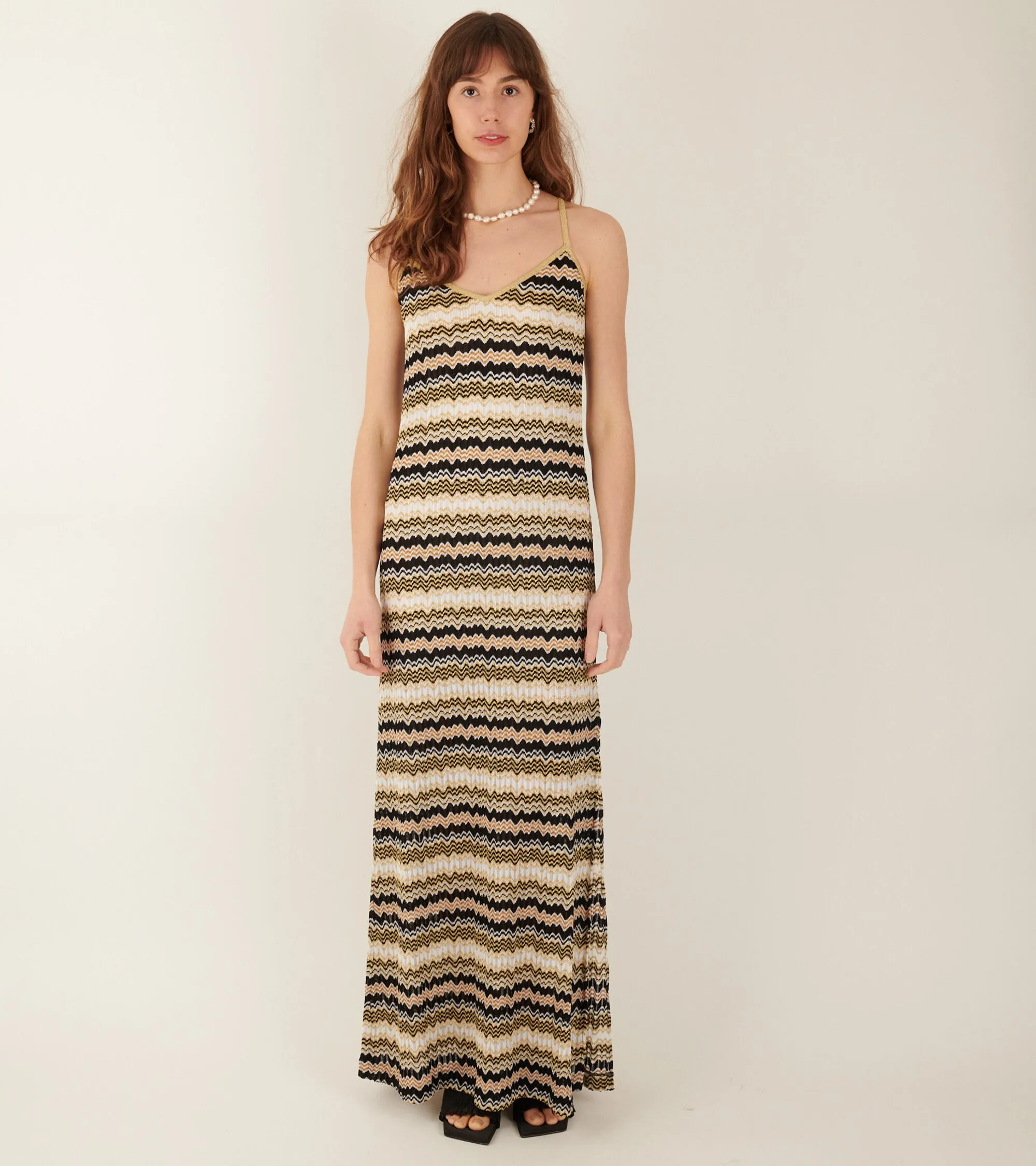 Long Lurex Dress Gold/White/Black sold by Dr. Adams product image thumbnail 2