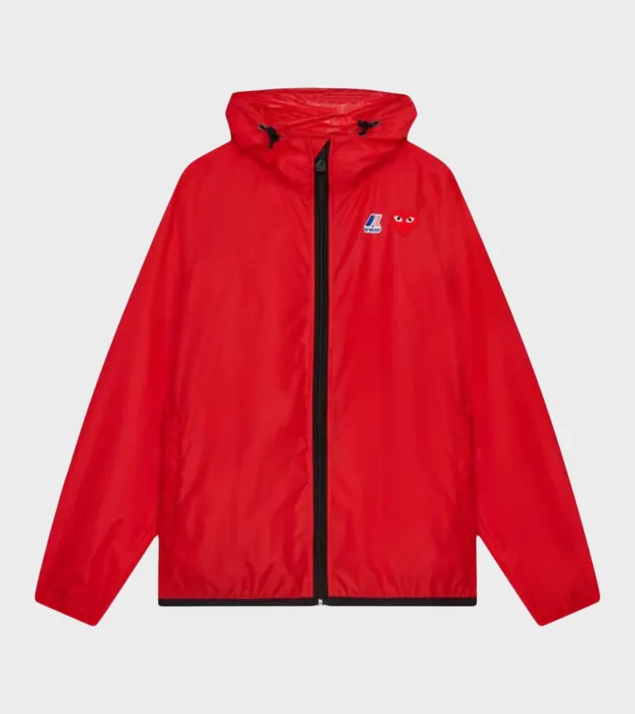 K-WAY Packable Jacket Red made by Comme des Garcons PLAY