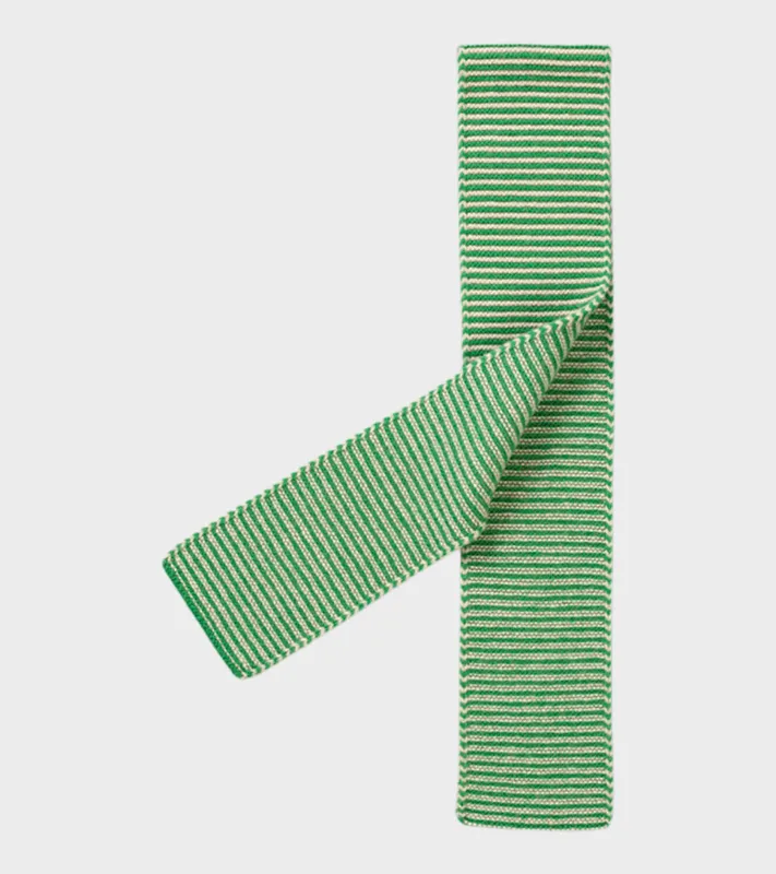 Small Thin Stripe Gartner Stitch Scarf Pagoda/Oatmeal sold by Dr. Adams