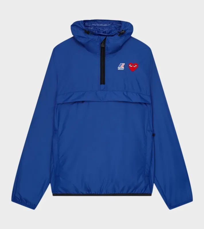 K-WAY Packable Half Zip Anorak Blue made by Comme des Garcons PLAY