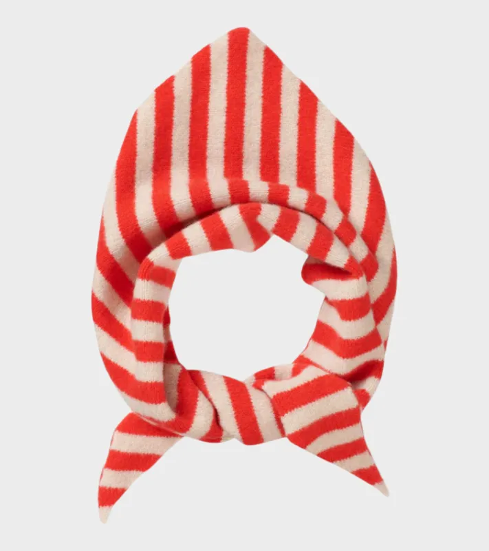 Stripe Triangle Neckerchief Poppy/Oatmeal sold by Dr. Adams