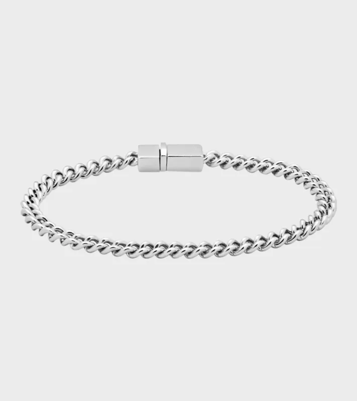 Rounded Curb Bracelet Thin Silver made by Dr. Adams