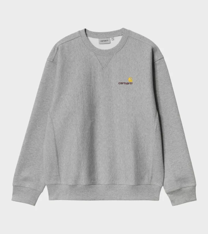 American Script Sweat Grey Heather made by Carhartt WIP