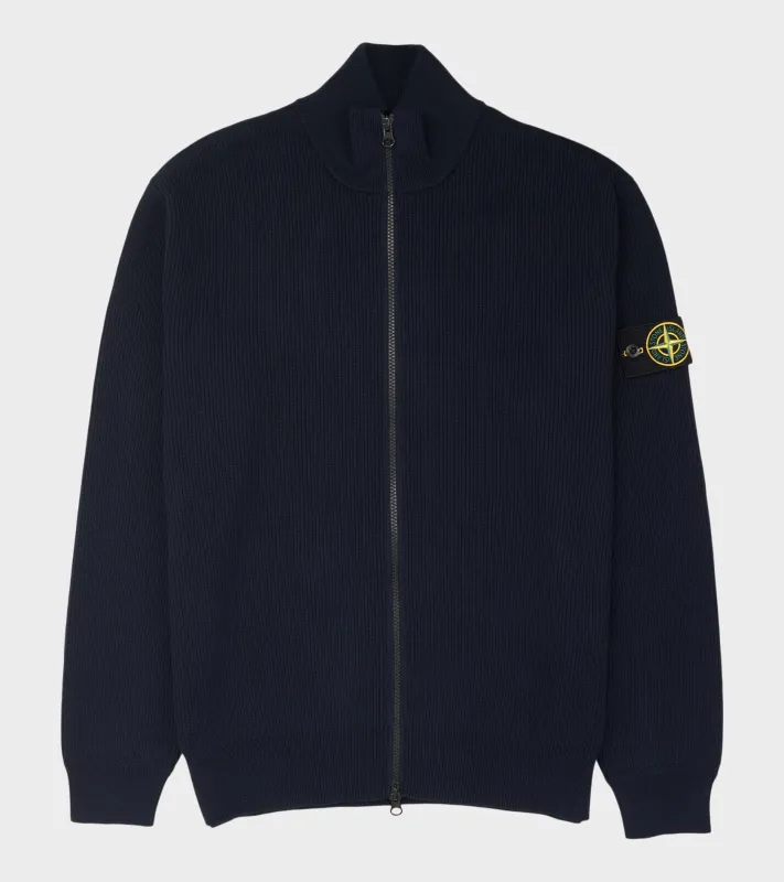 Cotton Knit Zip Cardigan Navy made by Stone Island