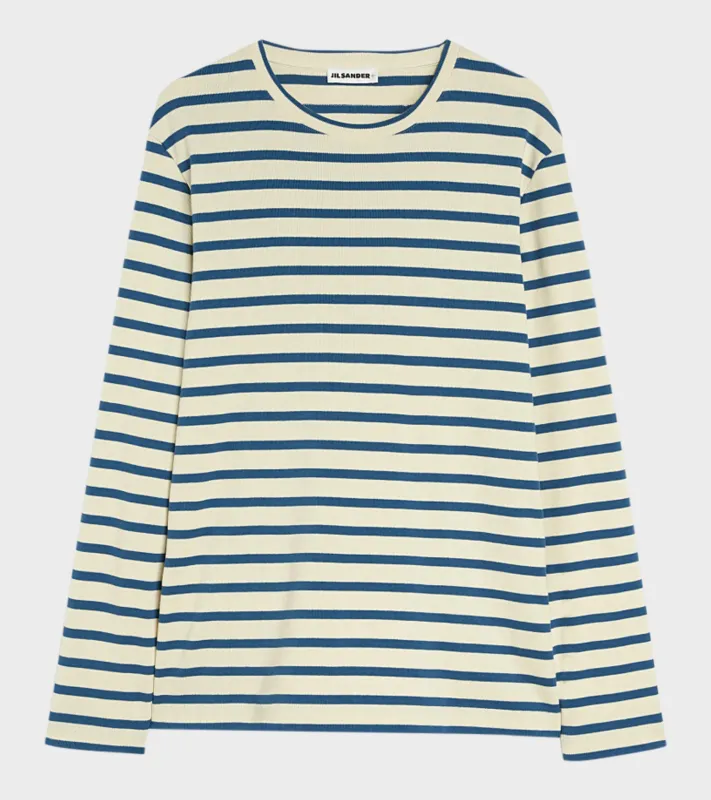 Ribbed Cotton Jersey Stripe L/S T-shirt Cornsilk sold by Dr. Adams