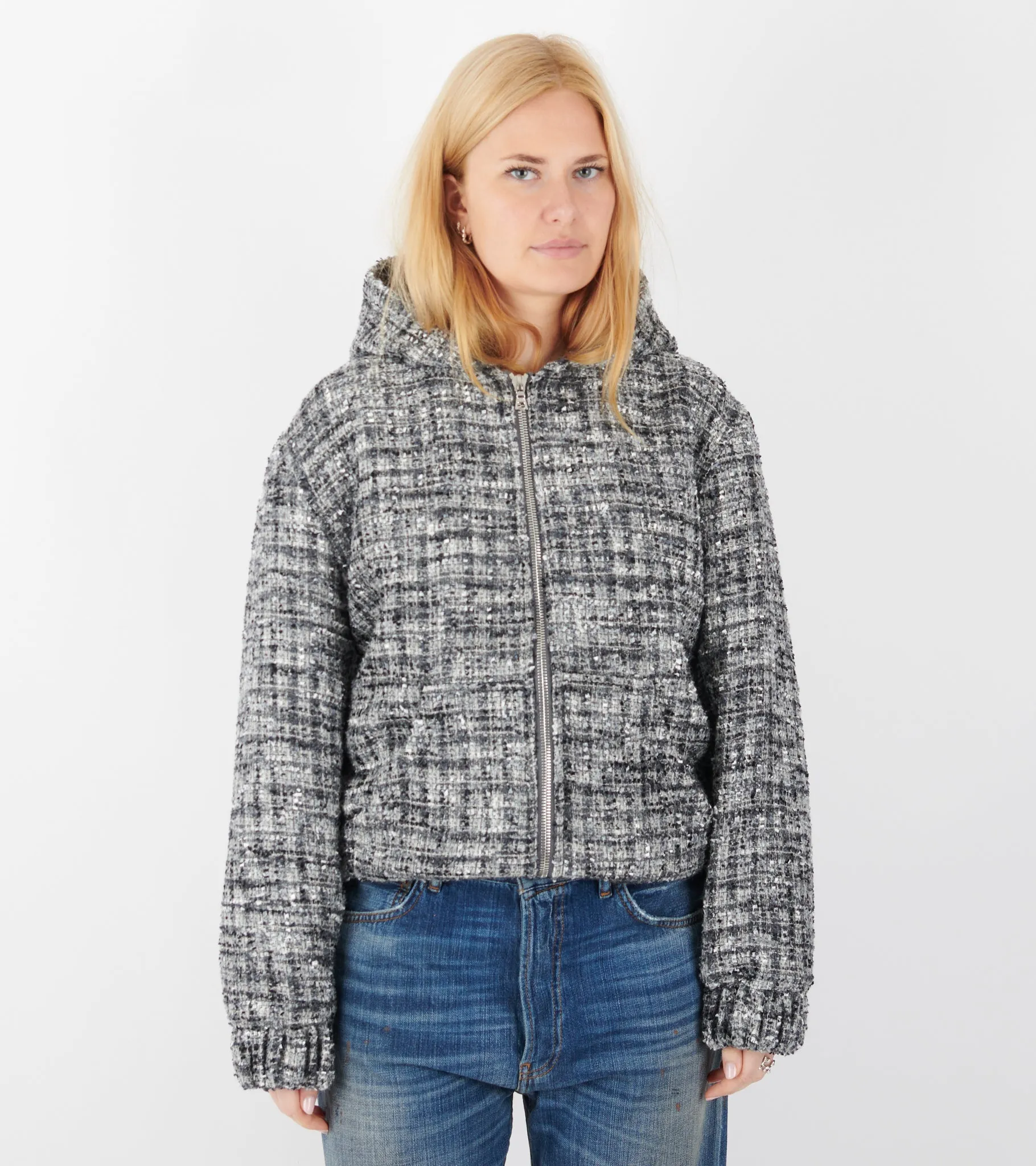 Bouclé Hooded Zip-up Jacket Classic Grey sold by Dr. Adams product image thumbnail 3