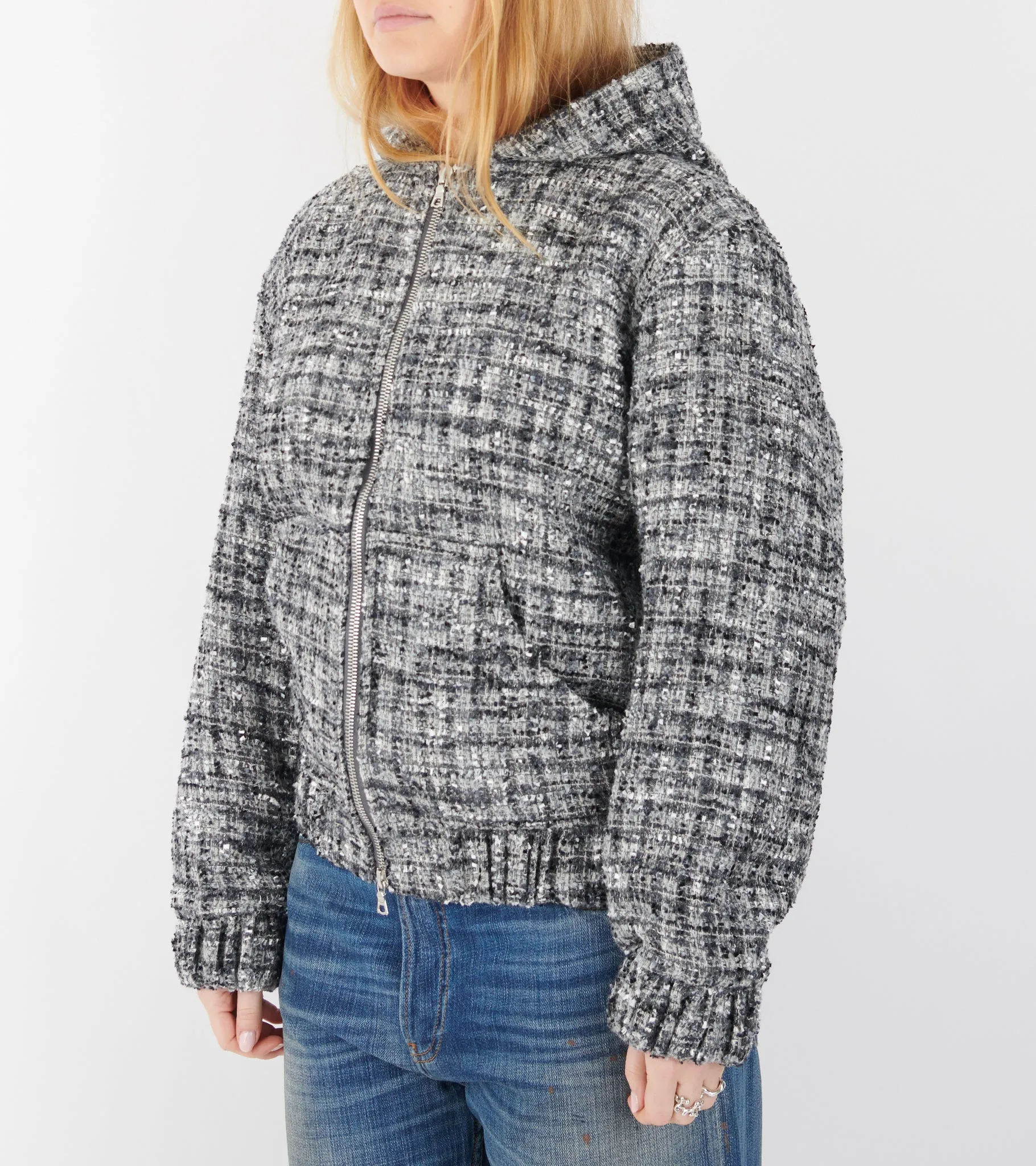 Bouclé Hooded Zip-up Jacket Classic Grey sold by Dr. Adams product image thumbnail 4