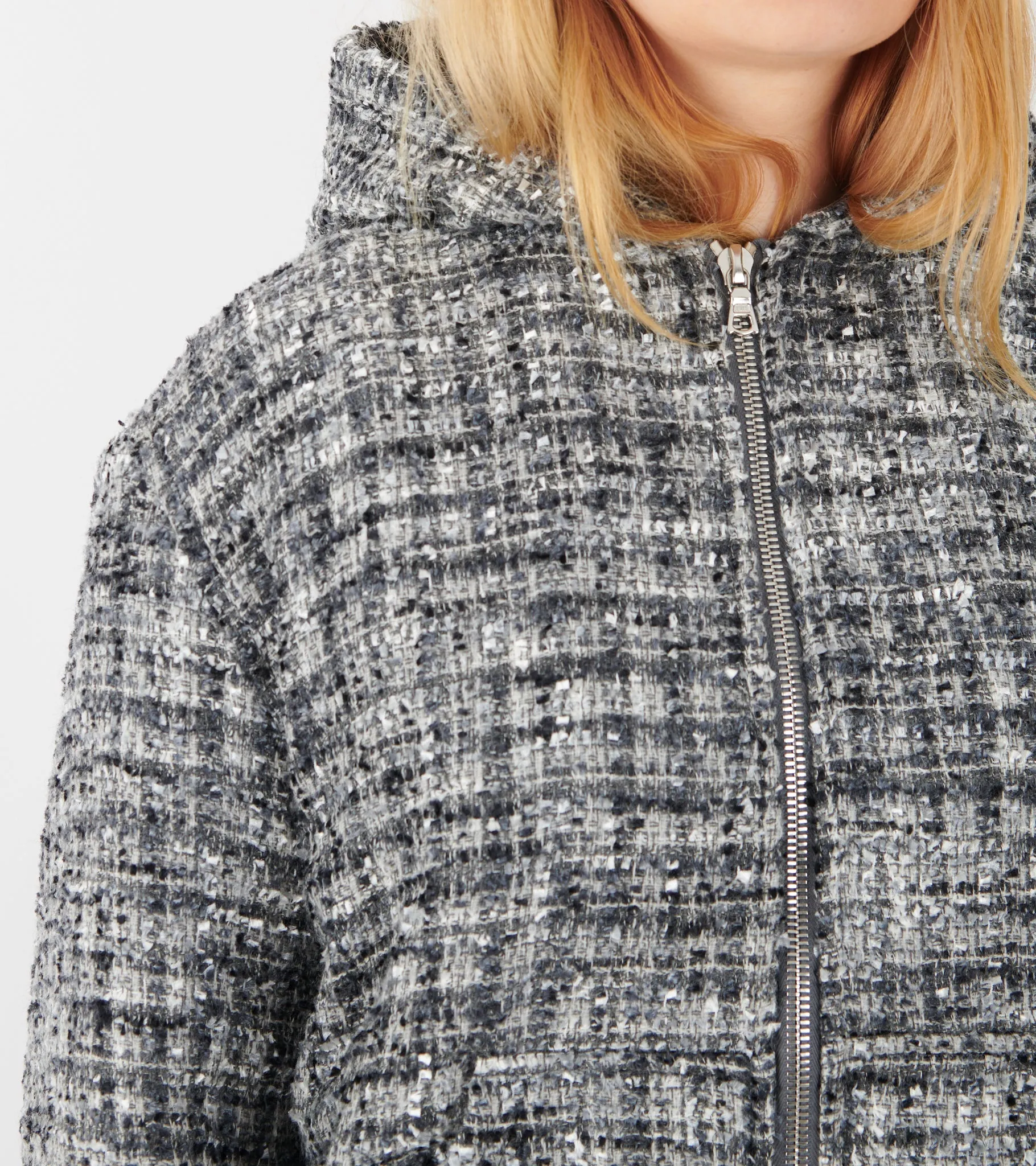 Bouclé Hooded Zip-up Jacket Classic Grey sold by Dr. Adams product image thumbnail 5
