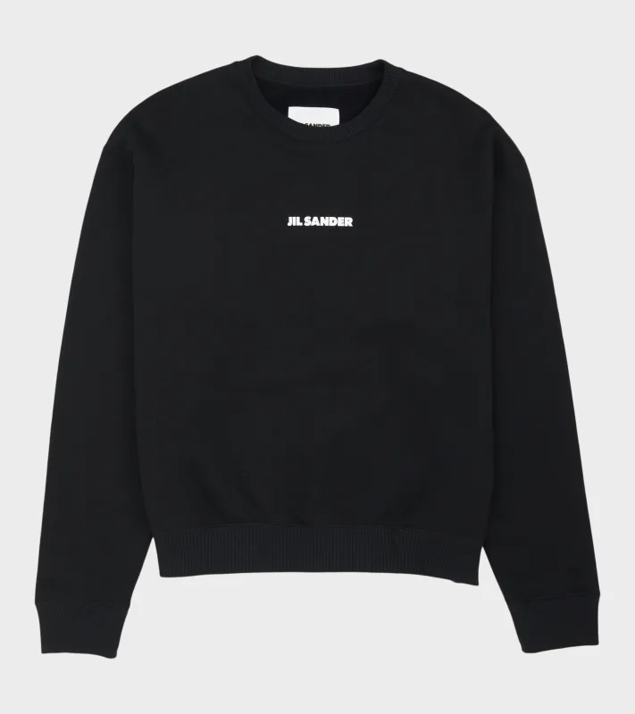 Light Soft Brushed Cotton Terry Sweatshirt Black made by Jil Sander