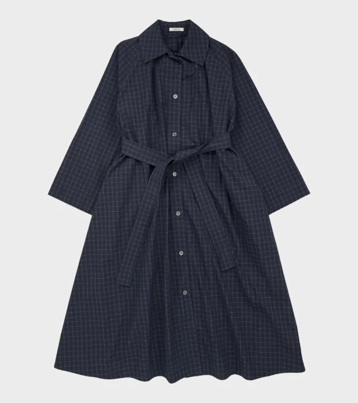 Japanese Cotton Seersucker Kit Dress Navy Check sold by Dr. Adams