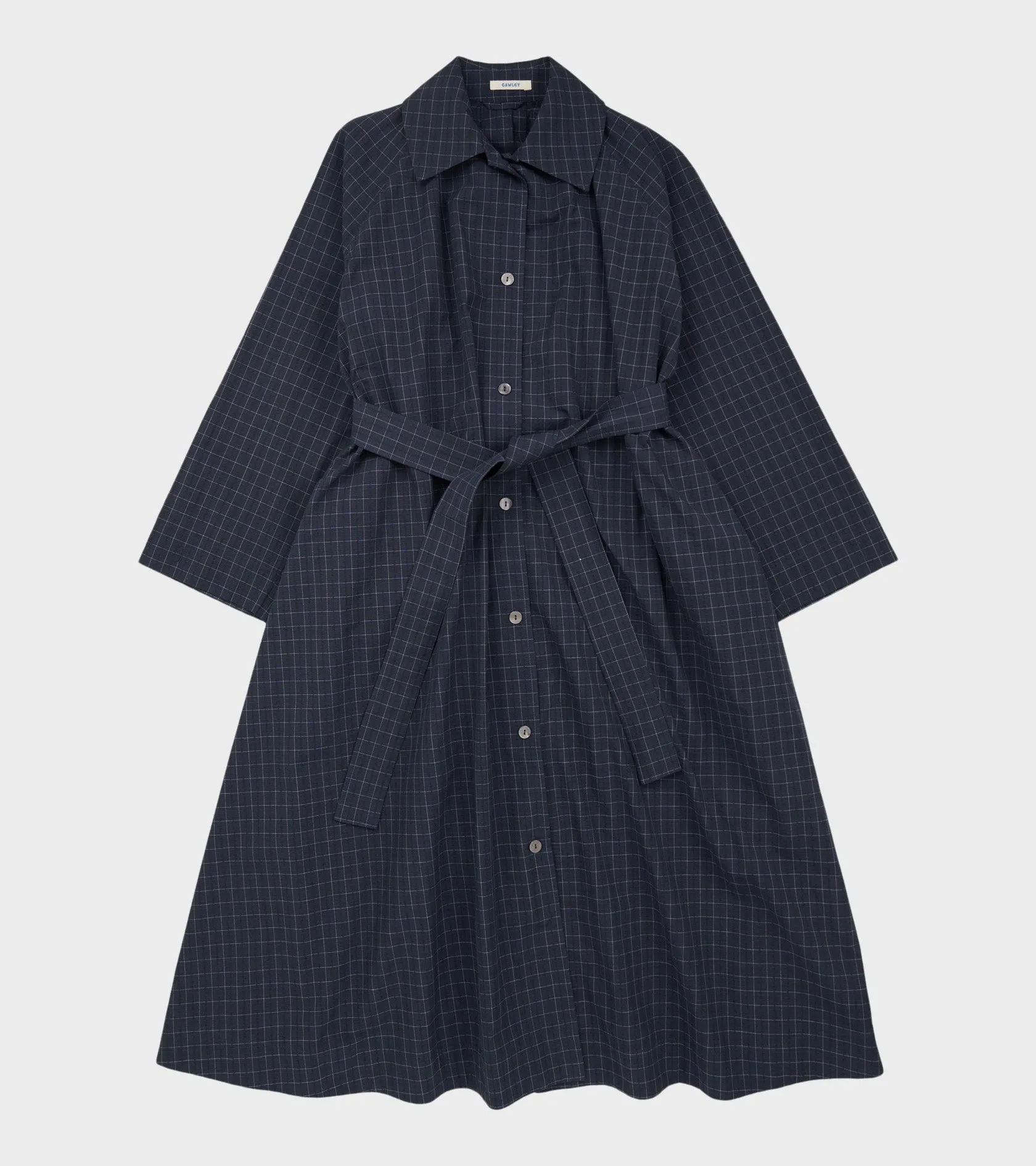 Japanese Cotton Seersucker Kit Dress Navy Check sold by Dr. Adams