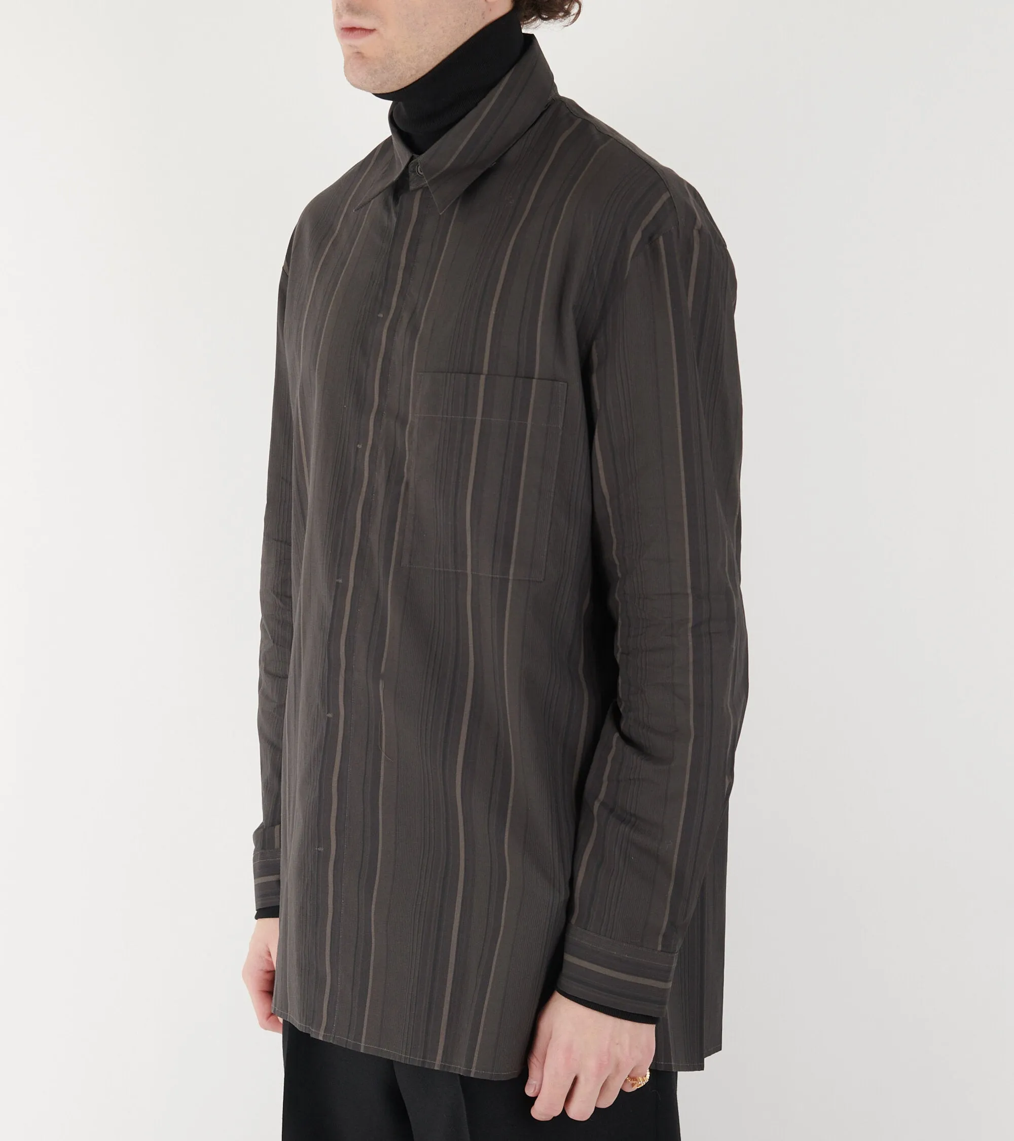 Stripe Square Pocket Oversized Shirt Brown sold by Dr. Adams product image thumbnail 3