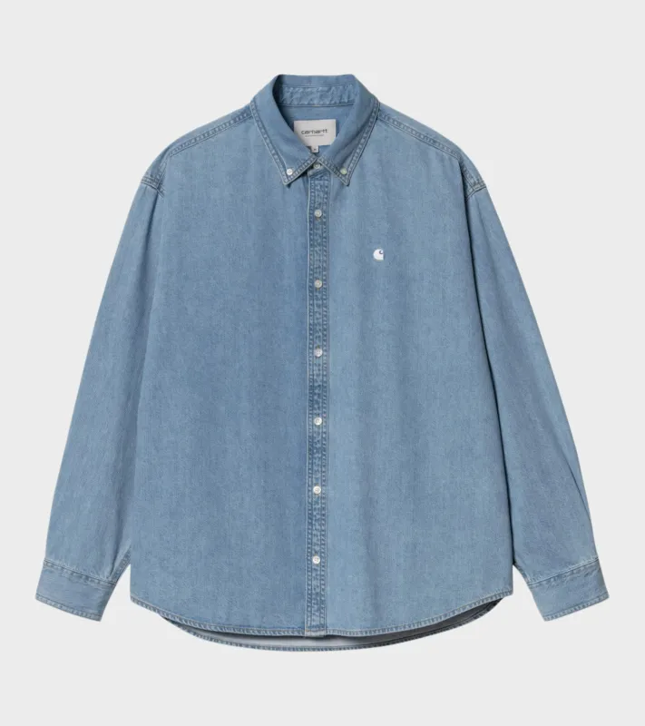 L/S Lucas Shirt Blue Bleached made by Carhartt WIP