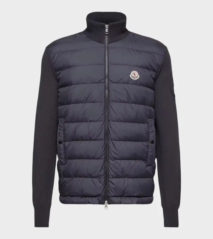 Sleeve Knit Logo Padded Zip-up Cardigan Navy Blue sold by Dr. Adams