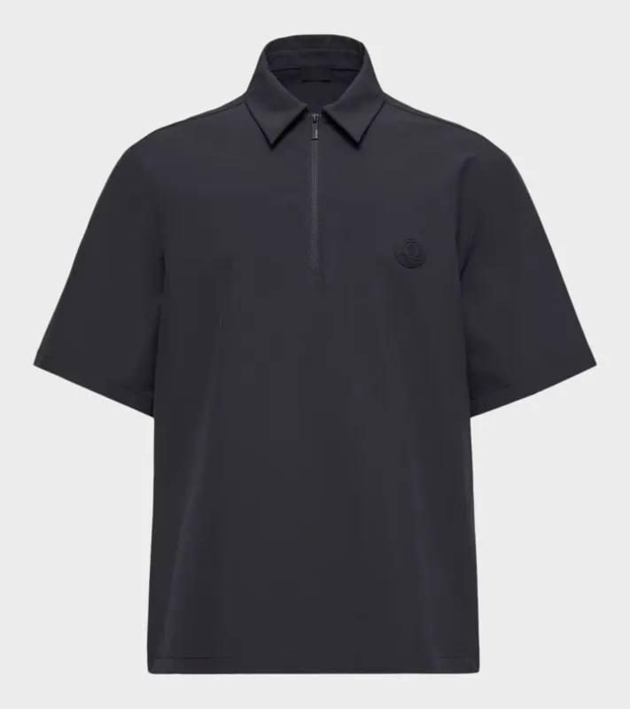 Logo Short Sleeve Half-zip Shirt Black made by Moncler