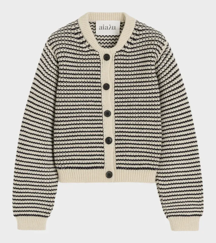 Shiva Cardigan Mix Black Navy made by aiayu