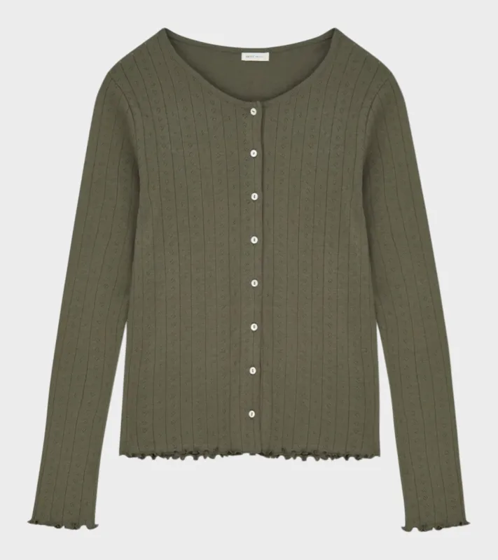 Edie Cardigan Olive sold by Dr. Adams