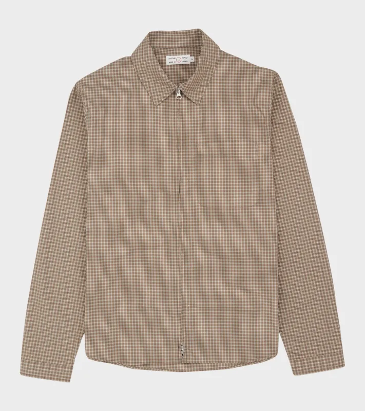 Another Zip Shirt 1.0 Khaki/Brown Check sold by Dr. Adams