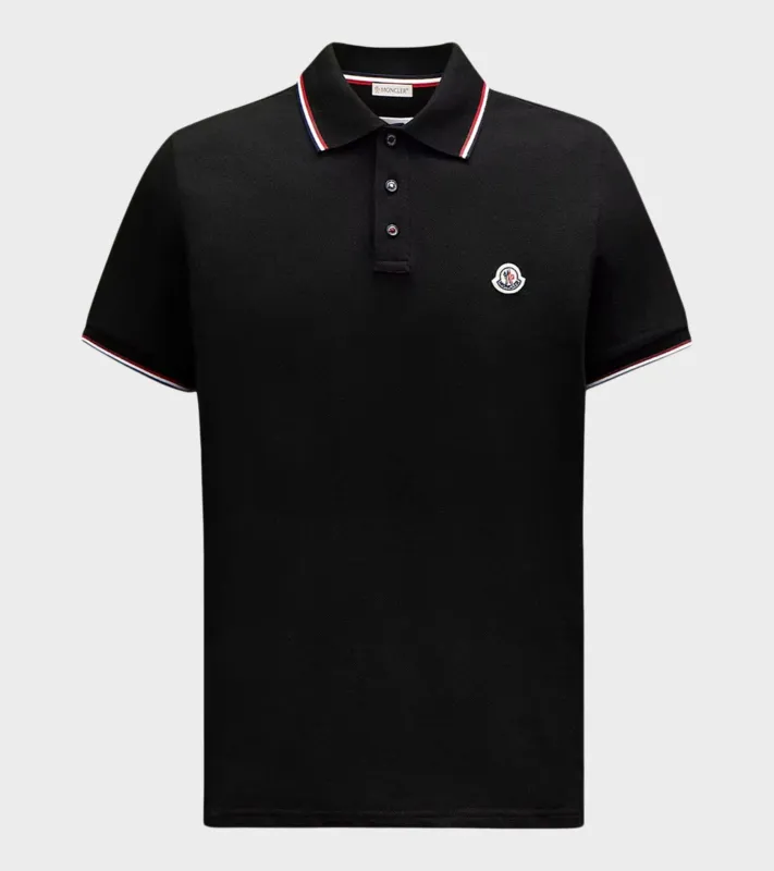 Tricolour Cotton Piqué S/S Polo Black sold by Dr. Adams