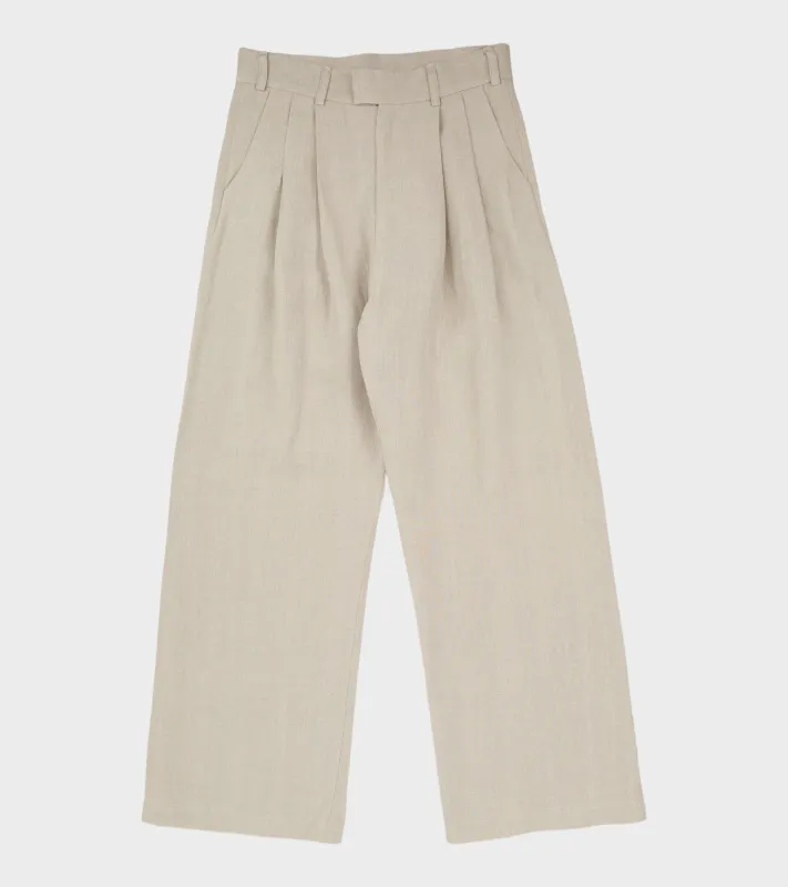 Linen Wide Box Pants Nature sold by Dr. Adams