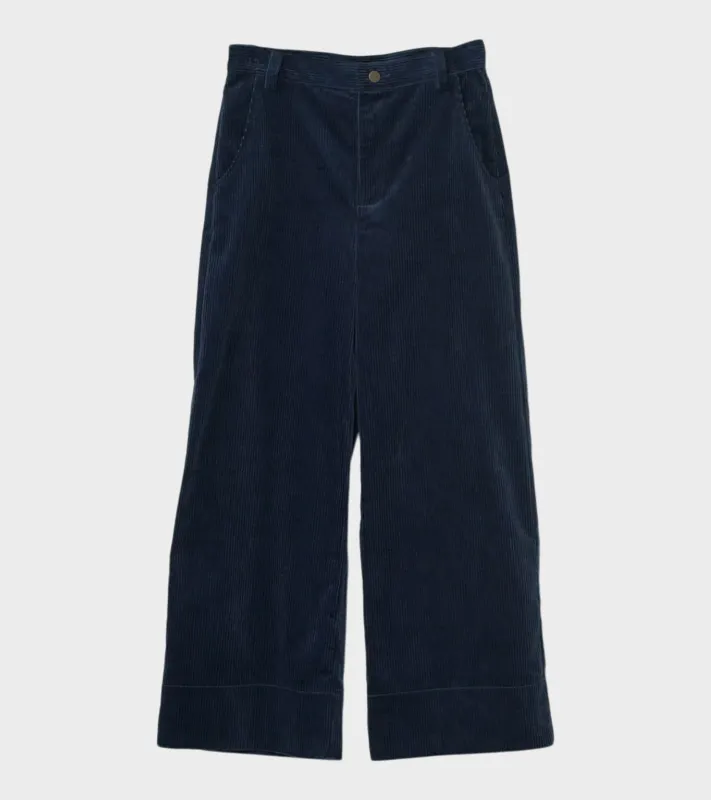 Corduroy Wide Pants Navy made by AF Agger